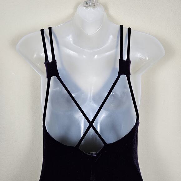 Vintage Bruno Duluc x Kush Mini Dress S Purple Velvet Strappy 80s 90s Y2K Dance - Picture 4 of 16